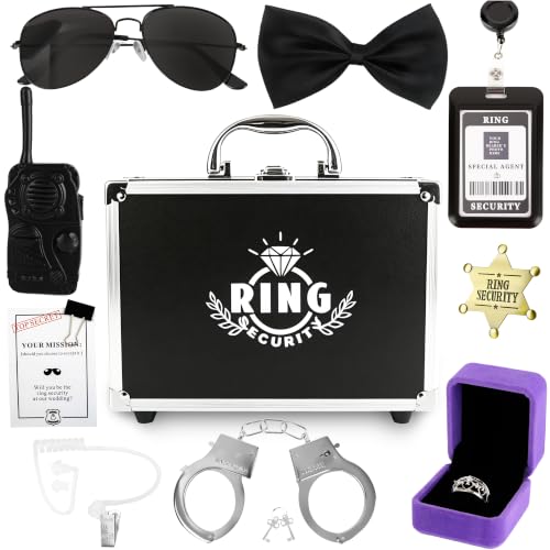 Boîte de sécurité pour bagues de mariage avec insigne de police en métal et accessoires réalistes