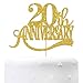 Gold Glitter 20th Anniversary Cake Topper - for 20th Wedding Anniversary / 20th Anniversary Party / 20th Birthday Party Decorations
