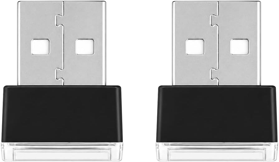 2PCS USB LED Car Interior Atmosphere Lamp, Portable Mini, Yellow