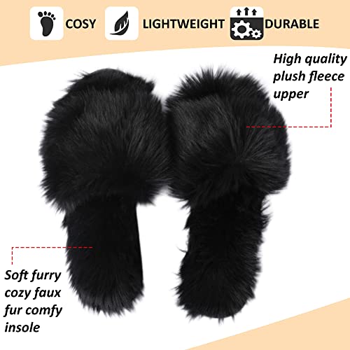 Fuzzy Open Toed Slippers for Womens Furry Home Slippers Fluffy Slip on House Shoes Indoor Outdoor Slippers3