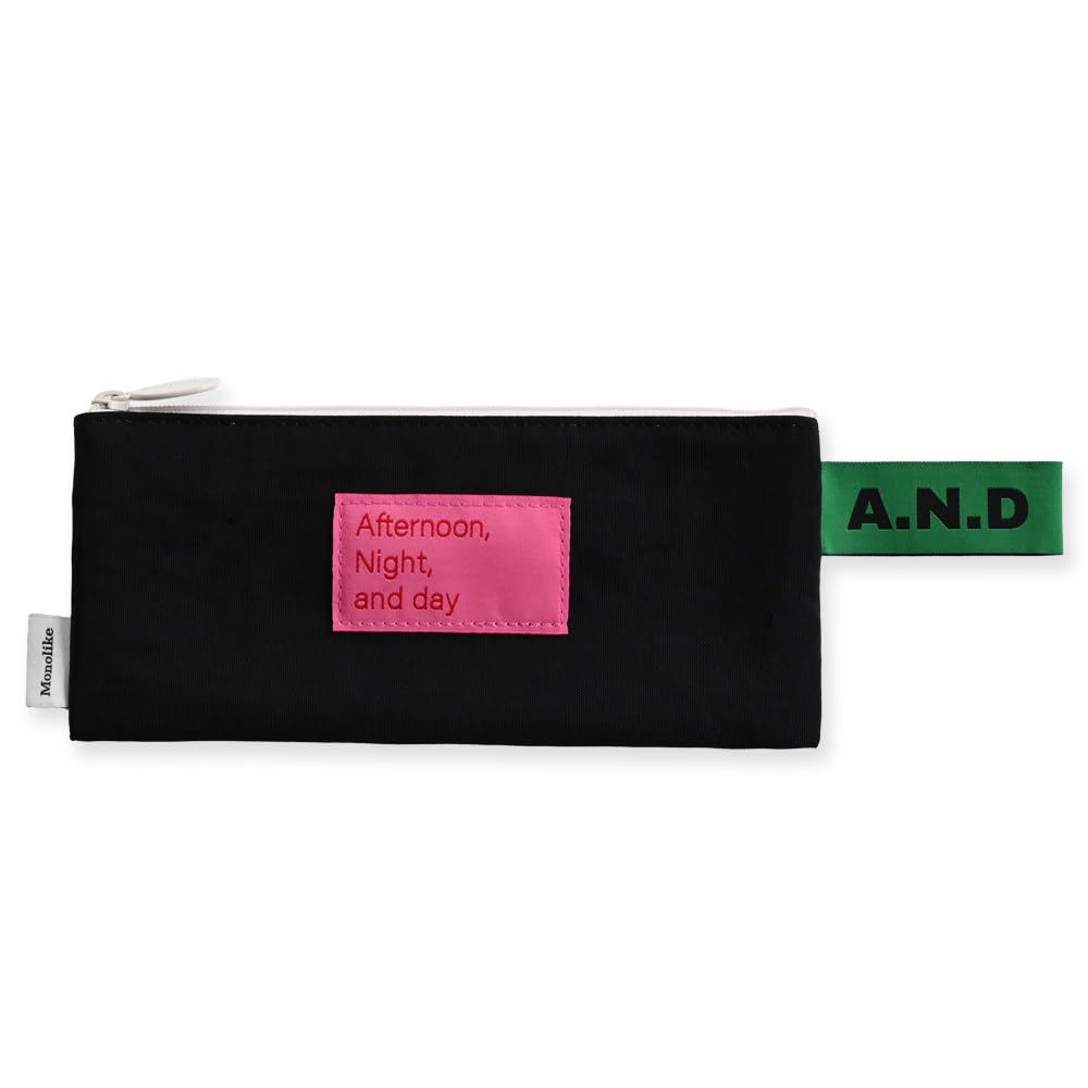Monolike Afternoon Night and Day flat Pencil Case, Black - Pen Pouch, Portable Pencil Bag, Office Pouch case