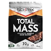 SCI-MX Total Mass - Advanced Muscle Mass Gainer Protein Powder - Muscle Growth & Weight Gain - Chocolate • 32g Protein + 478 Calories per Serving • 2kg