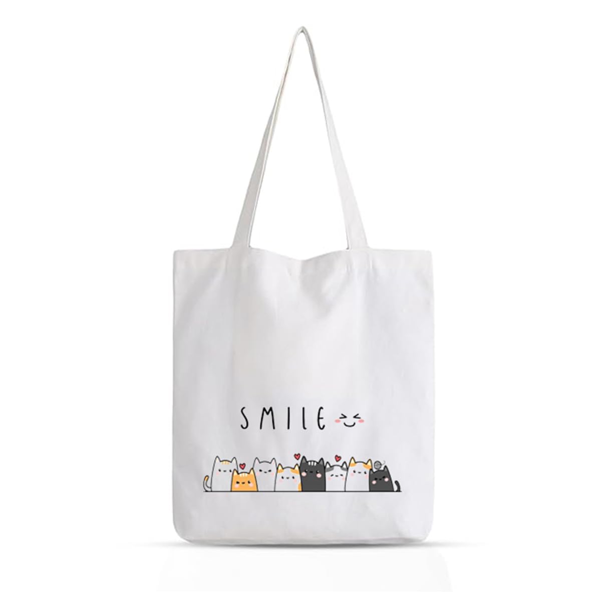 Clapcart Zipper Tote Bag for Women | Printed Multipurpose Poly-Cotton Bags | Cute Hand Bag With Zip for Girls (Smile Print) (B0CVSBGX57) Amazon Price History, Amazon Price Tracker