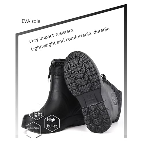 CLSQLXYJZC Men's Short Rubber Rain Boots, Winter Warm Durable Wear Resistant and Anti-Skid Waterproof Rain Boots for Men, Fur Interior Rubber Sole Shoes, for Gardening Fishing Boating Camping2