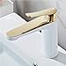 Produktbild EWQG-Pfanne Waschbecken Bad Schrank Wasserhahn, Lackiert Europäischen Farblich Passenden Badarmaturen, Vollkupfer Heißer und Kalter Einlochhahn A-Armatur Bleifrei (Farbe : White+Gold)