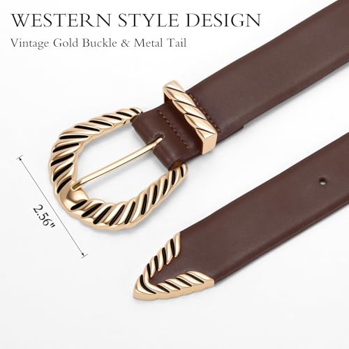 XZQTIVE Western Belt for Women, Cowgirl Country Leather Belt, Vintage Modern Rodeo Belt for Jeans Pants Dresses2