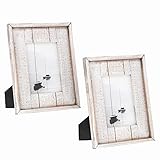 Barnyard Designs Rustic Wood Picture Frame – Farmhouse or Coastal Beach Theme Wooden Photo Frame, Distressed White (4