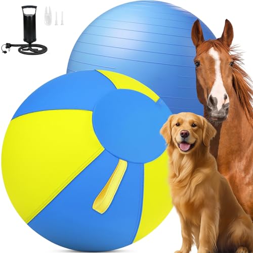 Image of 25 Inch Large Herding Ball for Dogs with Heavy Duty 1000D Oxford Cover - Anti-Burst Interactive Toy with Handles for Large Breeds, GSD, Rottweiler, Fast Inflating Large Dog Ball for Herding & Agility