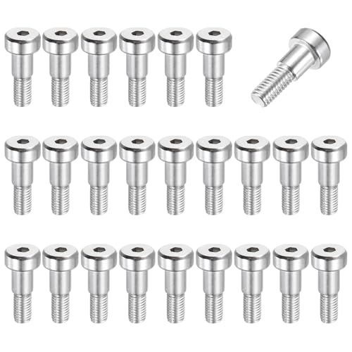 MECCANIXITY 26 Pcs 304 Stainless Steel Shoulder Bolt 6mm Shoulder Dia 6mm Shoulder Length M5x0.8 Thread Hex Socket Shoulder Bolts for Hydraulic Injection Molding Machinery Industries