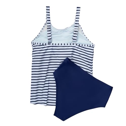 Image of SUUKSESS Women Tummy Control Tankini Bathing Suit Ruffle High Waisted Swimsuit