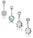REVOLIA 4Pcs 14G Stainless Steel Belly Button Rings for Women Girls Navel Rings CZ Body Piercing