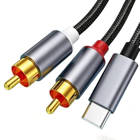 Kabel USB C do 2 RCA z chipem DAC, kabel USB C na RCA stereo audio do wzmacniacza, telewizora, kina domowego, głośników, odbiornika AV, kompatybilny z iPhone 15, dla iPada, dla MacBooka, dla Samsung 1