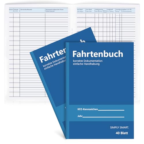 2 Stück Fahrtenbuch 40 Seiten Fahrtenbücher A5 Fahrtenbuch Pkw...
