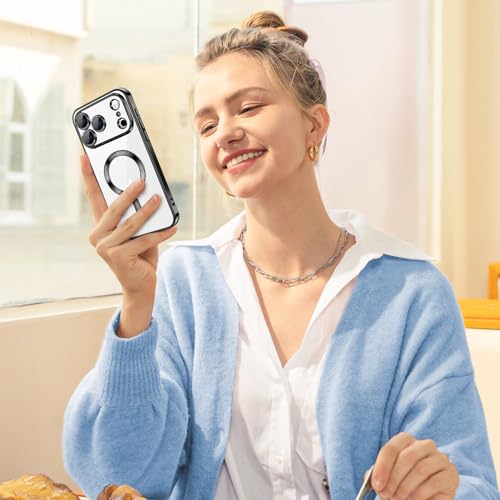 Hython Magnetic Clear for iPhone 17 Pro Max Case with Camera Lens Protector [Compatible with MagSafe] Plating Edge Slim Soft TPU Cover Protective Phone Case for iPhone 17 Pro Max 6.9", Black by Hython - Used condition - Image 6