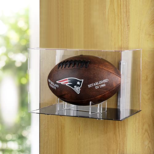Ogeee Football Display Case,Self-Adhesive Wall-Hanging With Steel Brackets Hanger&Removable Interior Football Display Stand,Memorabilia Display Box Cases For Football Or Memorial Sports Gloves #TOP5