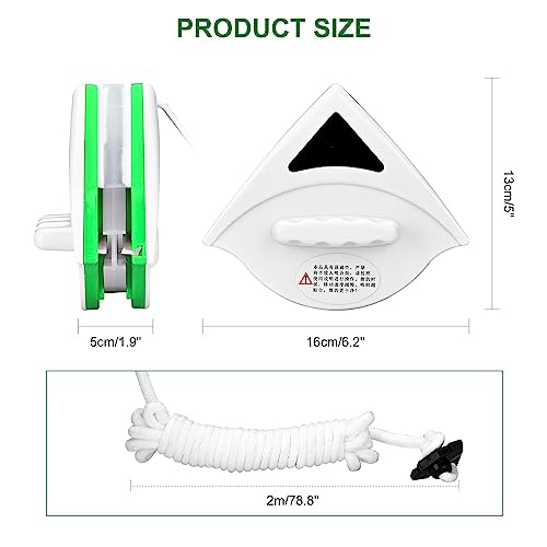 Podazz Nettoyeur de fenêtre magnético Pour Double Vitrage de 20 à 30 mm, équipement professionnel de nettoyage de vitres Avec poignée ergonomique magnético Solido – Vert - imagen 5
