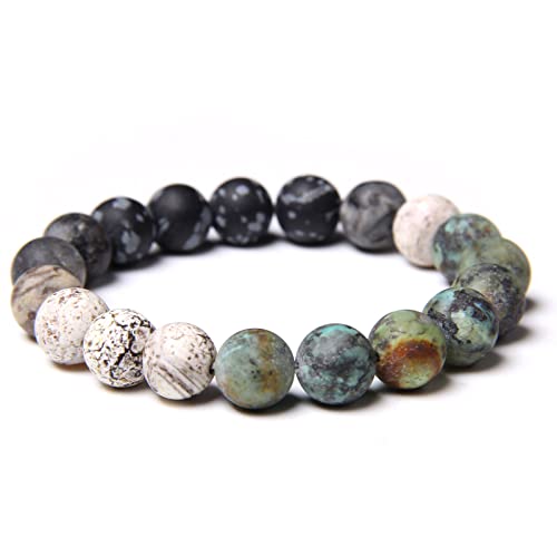 Bracelet perles pierre naturelle 10mm, bijou mixte perles rondes fait main homme femme