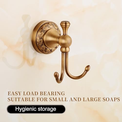 Image of Wall Mounted Bathroom Robe Hook, Towel Hanger Antique Brass Pattern Carving,Brushed Bronze