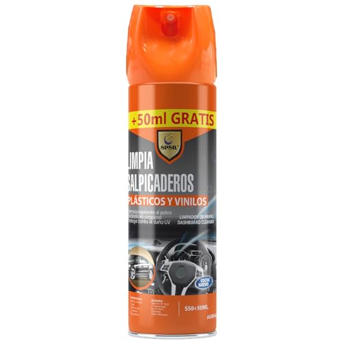 SPSIL Limpiador y Protector para Salpicaderos de Coche Spray con Efecto Antipolvo y Acabado Mate Satinado Limpieza Profunda para Plásticos, Vinilos y Cuero Interior Aroma Coche Nuevo 600ML
