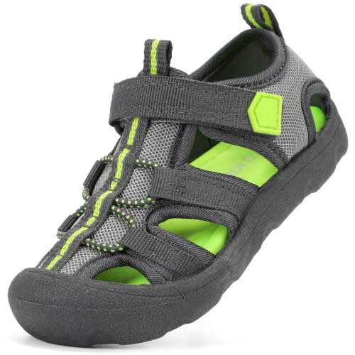 Image of Wide Toe Box Toddler Sandals Water Shoes Boys Girls Quick Dry Summer Beach | Non Slip Sole, Flexible, Machine Washable, Easy to Clean, Breathable, Adjustable Hook and Loop, Closed-toe for Outdoor & Pool