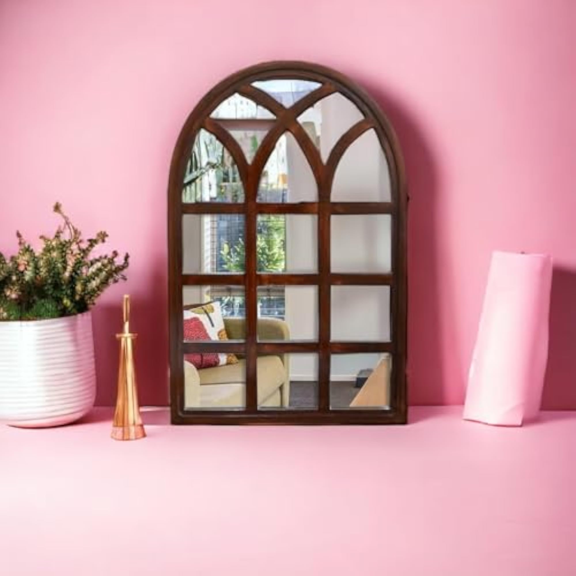 Large Arch Decorative Wall Mirror Frame, Solid Hard Wood