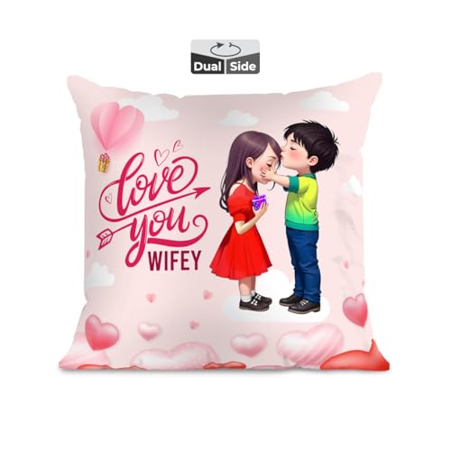 Image of Brizberry Pillow Cushion Gift for Valentine's Day Anniversary Engagement Birthday for Wife Love Romantic Couple Gift with Cushion Filler (16 inch x 16 inch) (Design 11)