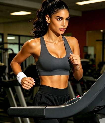 Image of Double Couple Sports Bras for Women Padded High Impact Seamless Criss Cross Back Workout Tops Gym Activewear Bra Large