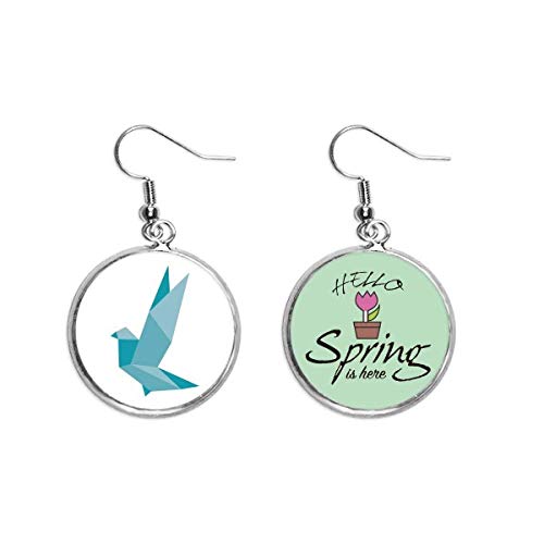 Pendientes de primavera con diseño de origami abstracto verde Palomo para colgar