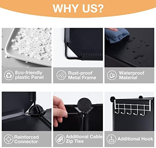 Neprock 12 Cube Storage Shelf, Closet Storage Cube Storage Organizer with Metal Hammer, DIY Plastic Cube Storage Bookshelf Closet Organizers and Storage for Clothes Storage,Bedroom,Bathroom (Black) 5 41k CHkIP1L. AC