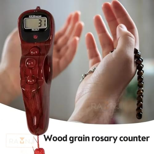 Image of 1 Pcs Mantra Jaap Mala Digital Counter Tally Counting Machine Finger Portable Hand Mini Ring Tasbih Misbaha -Different Use Naam Mantra Jaap Umpire (RED-Brown)