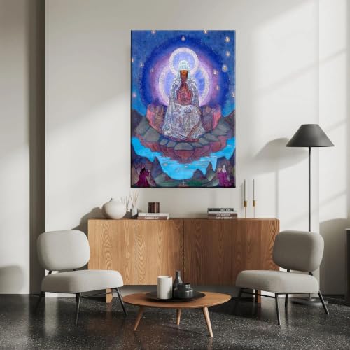 Tableau sur toile Mère du Monde d'art mystique haut de gamme 20x30 cm avec cadre