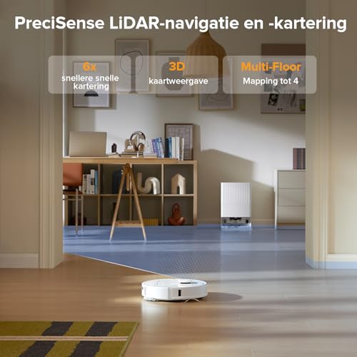 roborock Qrevo Series Stofzuigerrobot, 8000 Pa Zuigkracht, Upgrade van Qrevo S, Anti-klitborstels, Slimme Obstakelvermijding, Automatische Dweilreiniging, Alles-in-één dock, QV 35A Wit