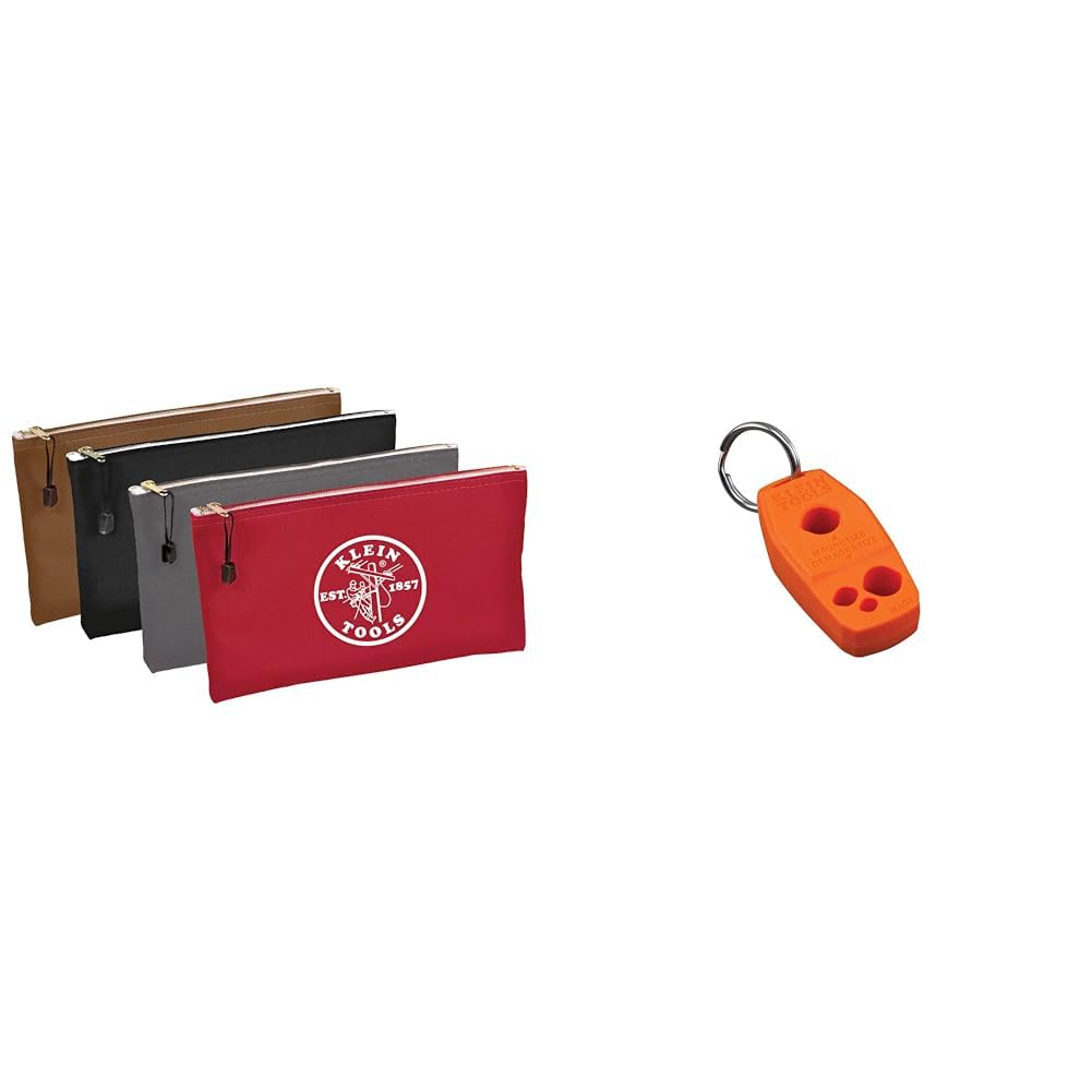 Klein Tools 5141 4-Pack Canvas Zipper Tool Bag Bundle with MAG2 Screwdriver Magnetizer Demagnetizer