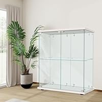 【新品】2段ワイド白｜ガラスコレクションケース｜大人のフィギュア棚 キャビネット コレクションケース ガラス扉 ガラス棚 コレクションラック