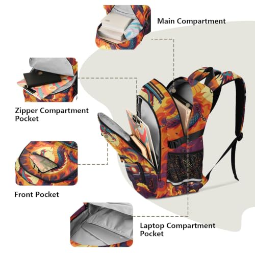 Mochilas para la escuela y universidad de dragón mítico ideal para el transporte diario de laptop 5