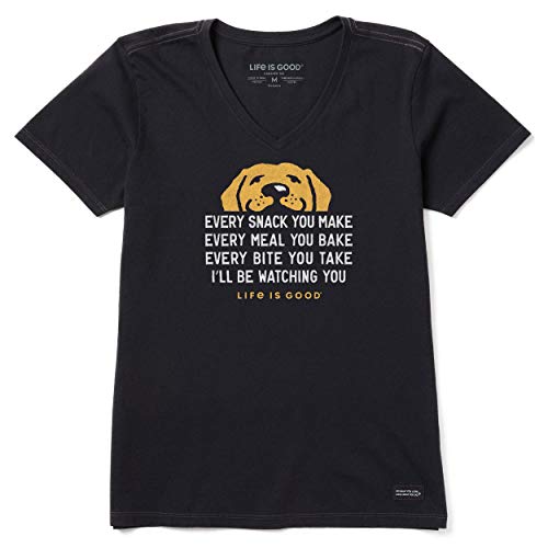 Chemise femme Life Is Good Crusher t-shirt col en V avec motif chien pour un look casual