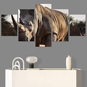 SIGNWIN 5 Panel Canvas Wall Art Animals Black...