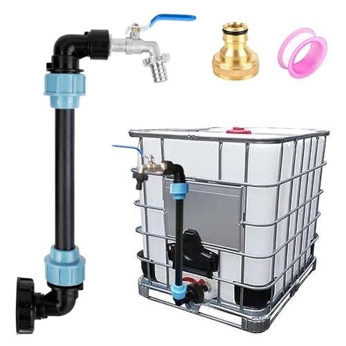Adaptador IBC con cuello de cisne grifo de latón, grifo de paso S60x6 de 3/4 pulgadas para tanque de agua de lluvia de 1000 l, accesorios para tanque de agua de lluvia, barril de lluvia IBC