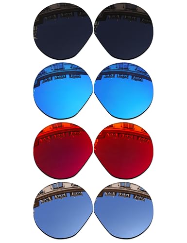 Image of Set of 4 Lenses Replacement for Oakley HSTN OO9464 52mm /HSTN Asian Fit 009464A /HSTN 009242 /HSTN 009242A Sunglass Combo Pack, Stealth Black+chrome+ice+ruby