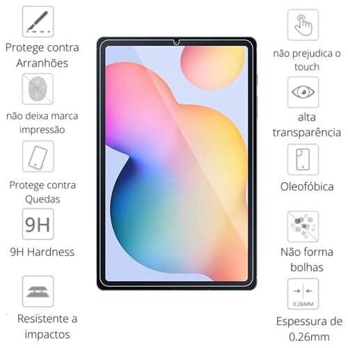 Kit 2x Películas de Vidro Temperado 9H Para Tablet Compatível Com Samsung Galaxy Tab S6 Lite P610 Te