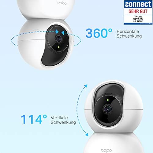 TP-Link Tapo C200P2 kamera monitorująca 360° do użytku w pomieszczeniach, 1080p, noktowizor, wykrywanie ruchu, dwukierunkowe audio, kompatybilna z Alexa&Google Assistant, dla niemowląt/zwierząt