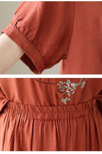 Women 2 Piece Sets Pant Suits Chinese Style Vintage Embroidery Shirt And Ankle-Length Pants3