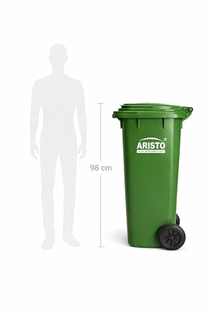 Aristo Wheel Garbage Waste Dustbin 120 Litre (Green)