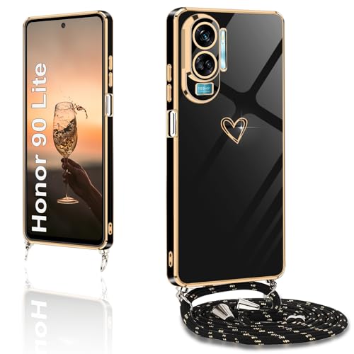 XCYYOO Funda con Cordón para Honor 90 Lite, Carcasa Colgante Ajustable con Collar Antigolpes, TPU Suave Silicona