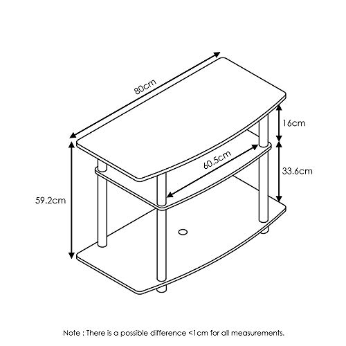 FURINNO Turn-N-Tube No Tools 3-Tier TV Stands, Dark Brown/Black