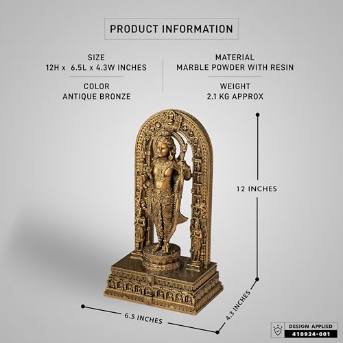 Image of SILAII Ayodhya Ram Lalla Idol 12 Inch | Shri Ram Murti for Home Pooja, Mandir | Antique Bronze & Artistically Crafted | Spiritual Decor & Religious Gift