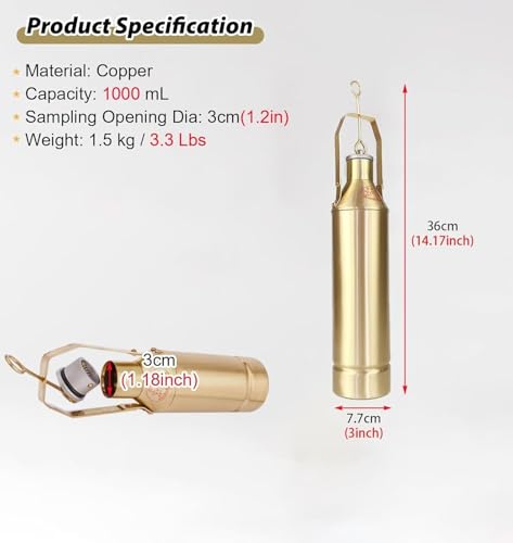 Réservoir d'échantillonnage d'huile en cuivre pur avec corde robuste - 4