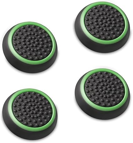 Analog çubuk, Joystick, Thumbstick başlıkları, koruyucu kapak, kulplar, silikon kapaklar, PS5 | PS4 | PS3 | Gamepad - Siyah/Yeşil - 4 adet