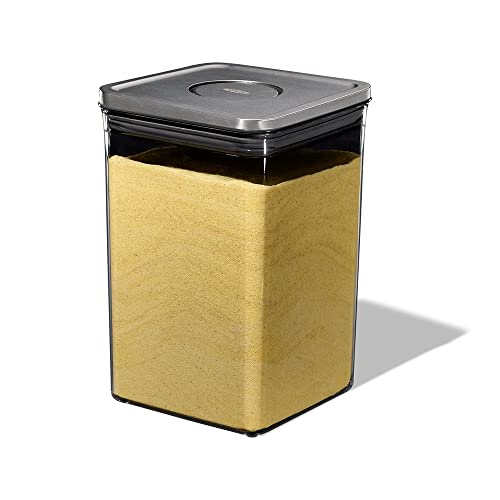 OXO SteeL Recipiente para alimentos de acero, Tarro de cocina hermético para alimentos con tapa de acero inoxidable, Tamaño mediano 4.2 litros