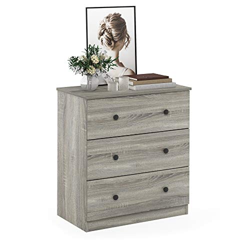 Furinno Tidur Simple Design Dresser, 3-Tier Knob, French Oak Grey #TOP4
